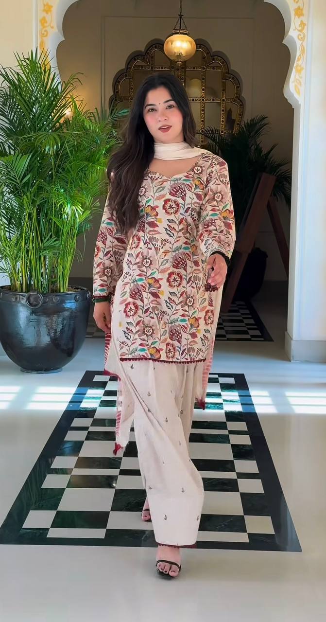The Sovereign Cream Floral-Print Festive Couture